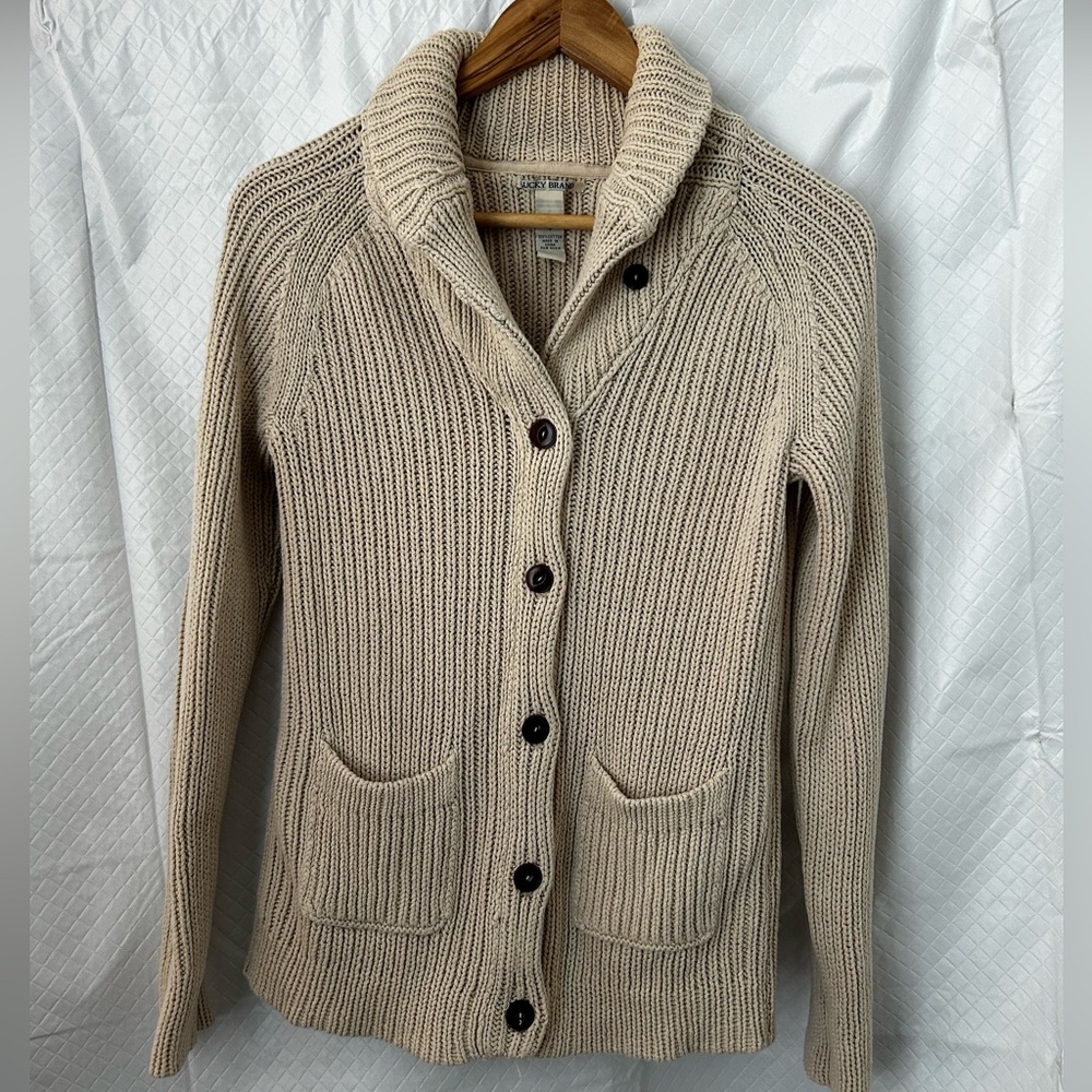 Lucky Brand Cream Button-Up Cardigan